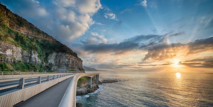 We cruise New South Wales’ stunning Grand Pacific Drive, a route of royal parks and rural tranquility along some of Australia’s most scenic coastline. Credit: New South Wales Tourism