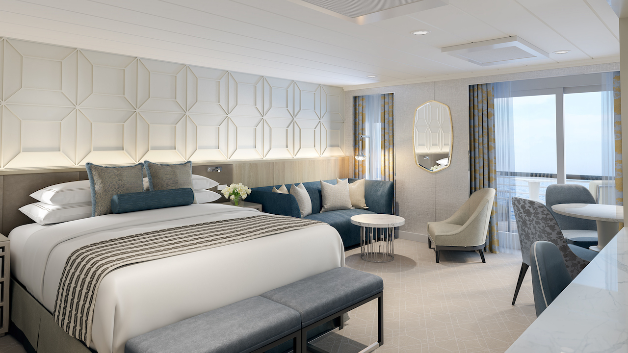 Oceania Cruises has given a tantalizing peek at the suites and staterooms of its newest vessel, Visa, which debuts in early 2023.